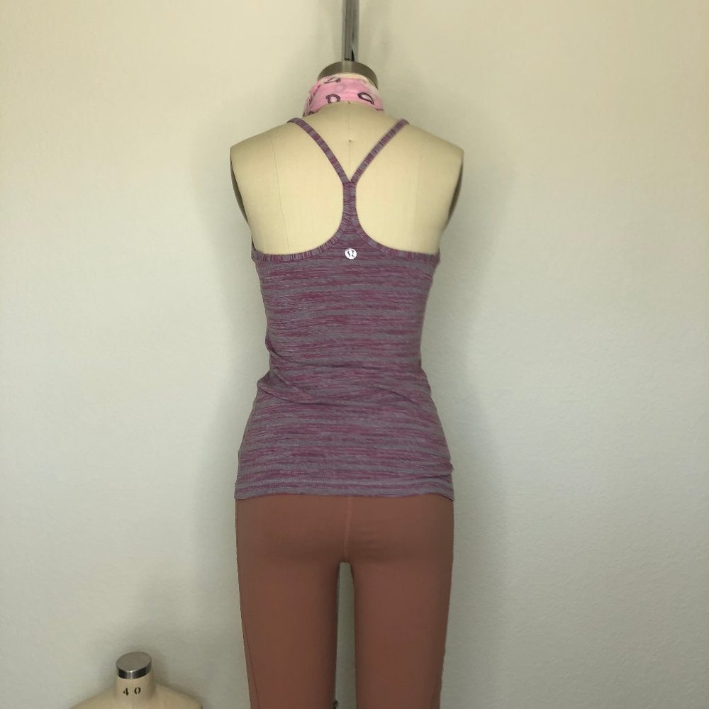 Lululemon Power Y Tank Space Dyed Purple Gray Stri - Picture 1 of 9